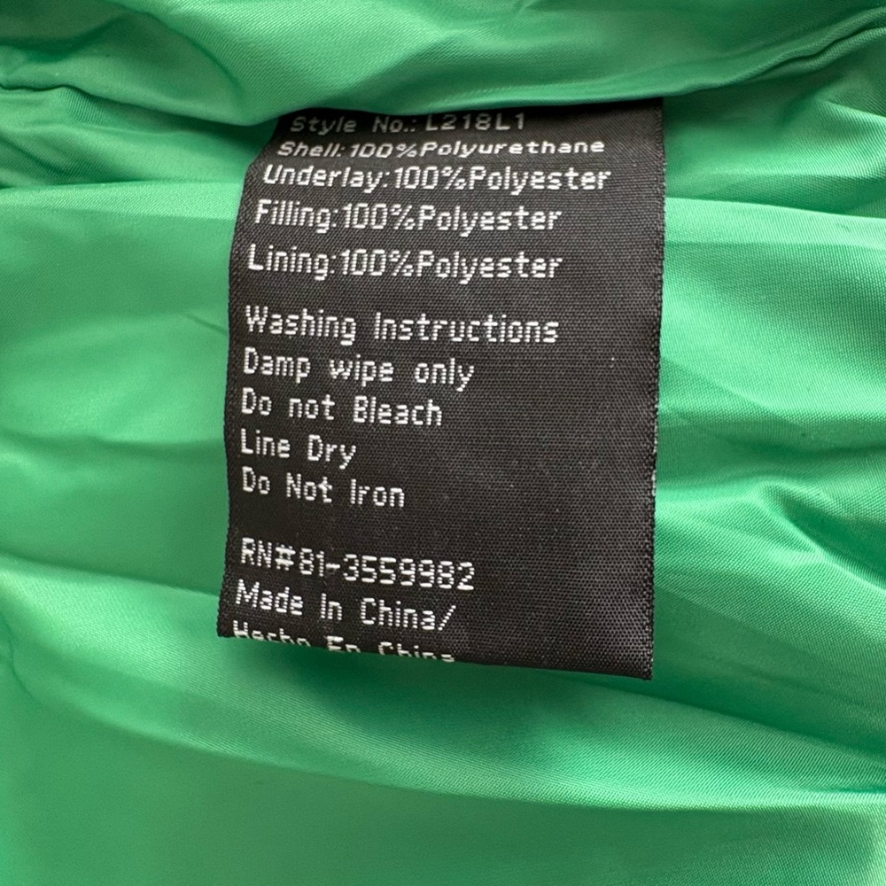 Coalition LA Green Puffer Vest Cropped Zip Pockets Snap & Zip Up Collar - Picture 4 of 14